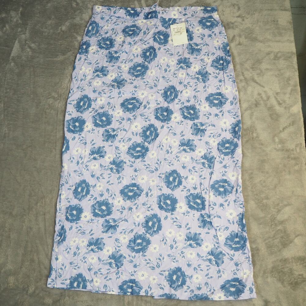 Vintage Floral Blue‎ Midi Skirt Sz 14 Fairy Cottage Pastel Blue Lavender Y2K Fem